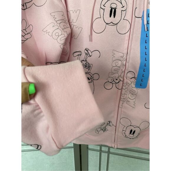 Disney pink embroidered hoodie fleece inside NWT size M - Picture 7 of 7